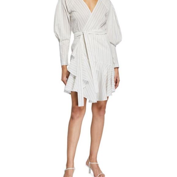Dresses & Skirts - A.L.C. Enzo Striped Puff Sleeve Wrap Dress Size 6 Flaw